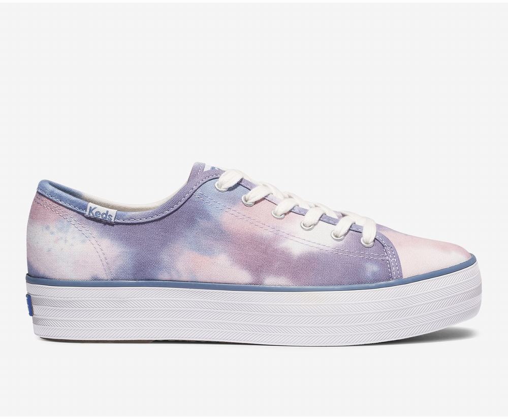 Women's Keds Triple Kick Tie Dye Feat Organic Cotton Sneakers Navy Multicolor 7318450DZ - South Afri